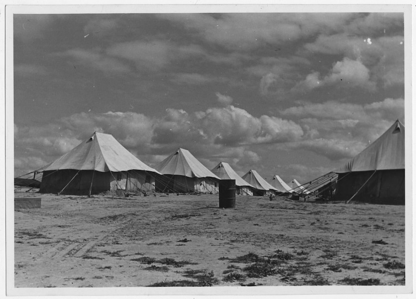 A picture from 1945 of a camp for Greek refugees in Nuseirat, southern Palestine