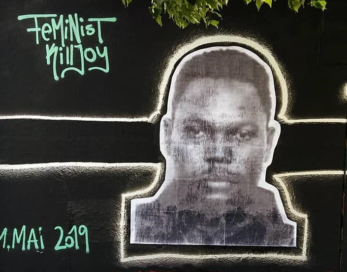 Portray of Marcus Omofuma, killed by black police brutality like George Floyd